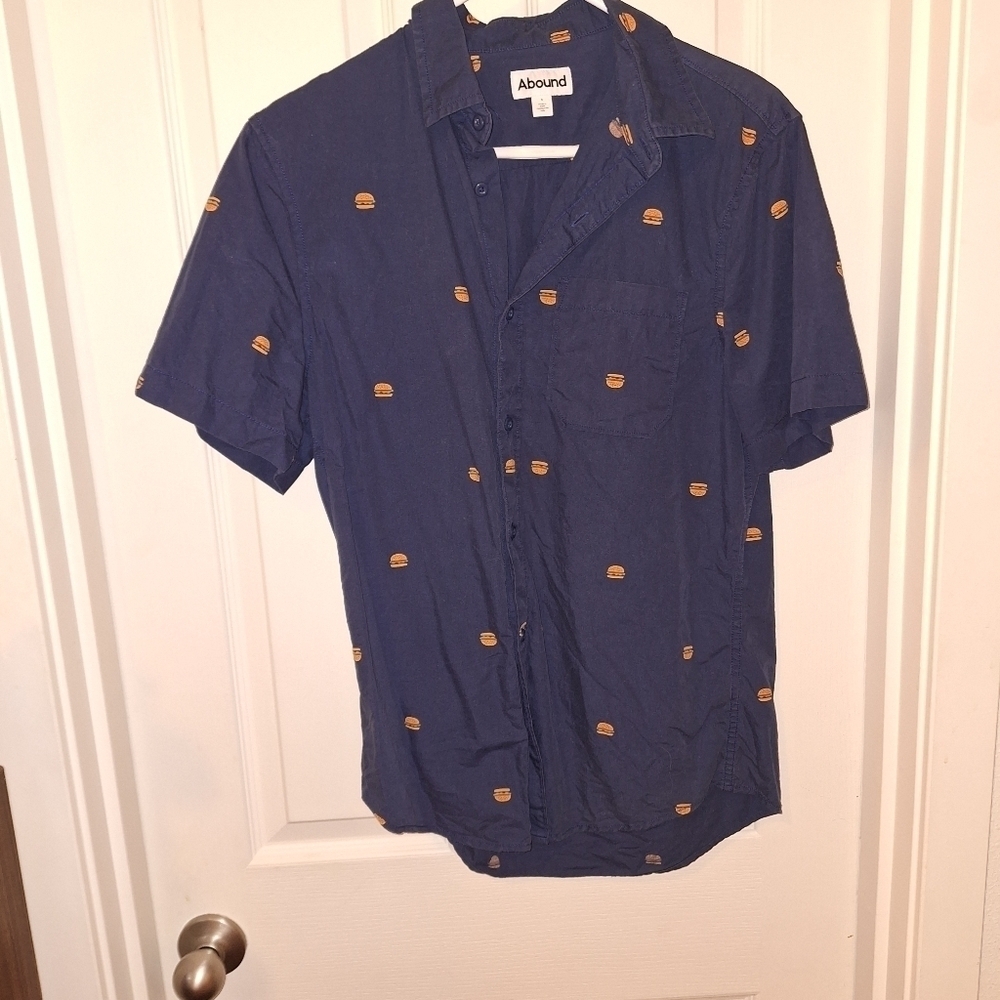 Men's Navy Blue Casual Button Down Shirt Small